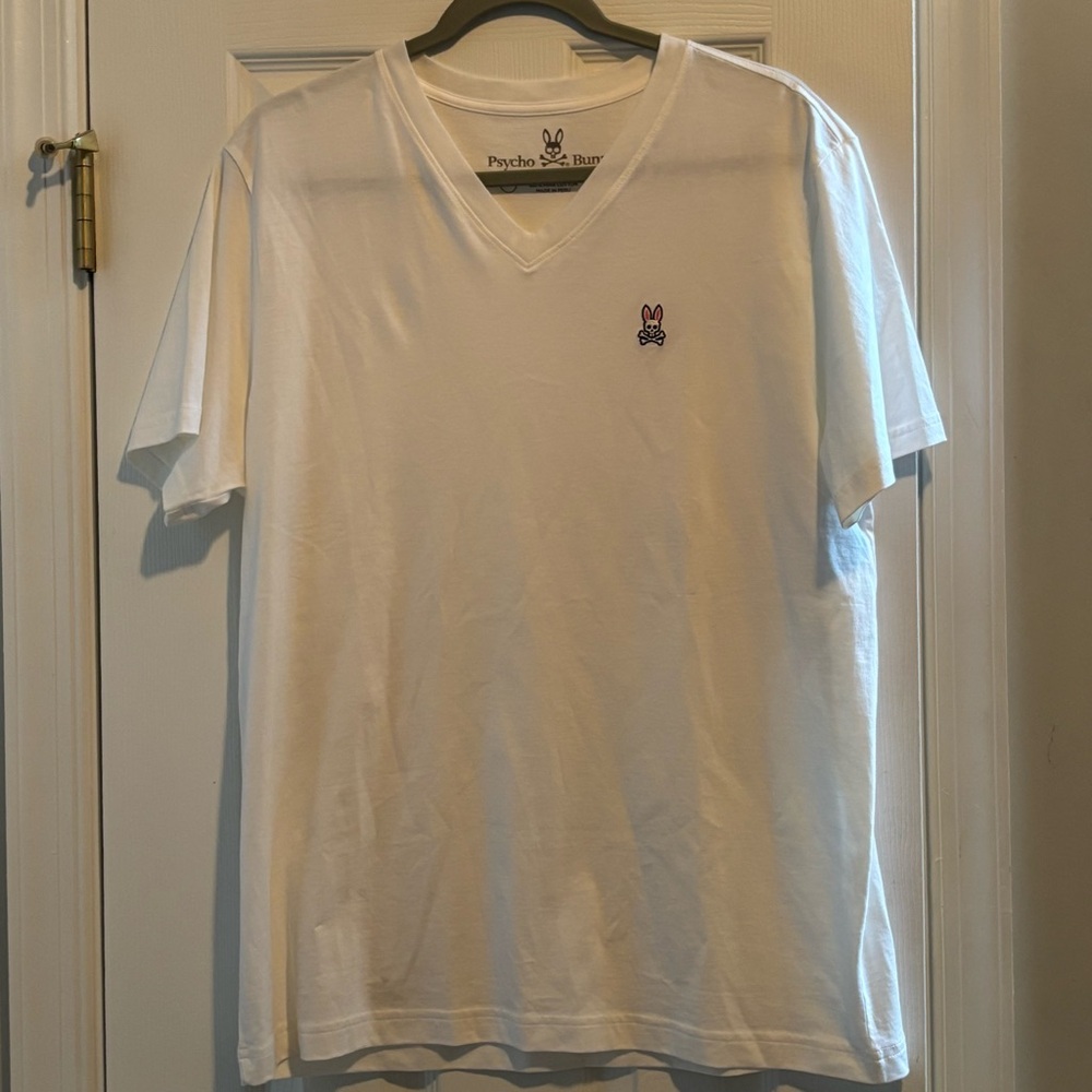 Psycho Bunny Shirt Mens Size Small White Robert Godley Preppy Logo V Neck